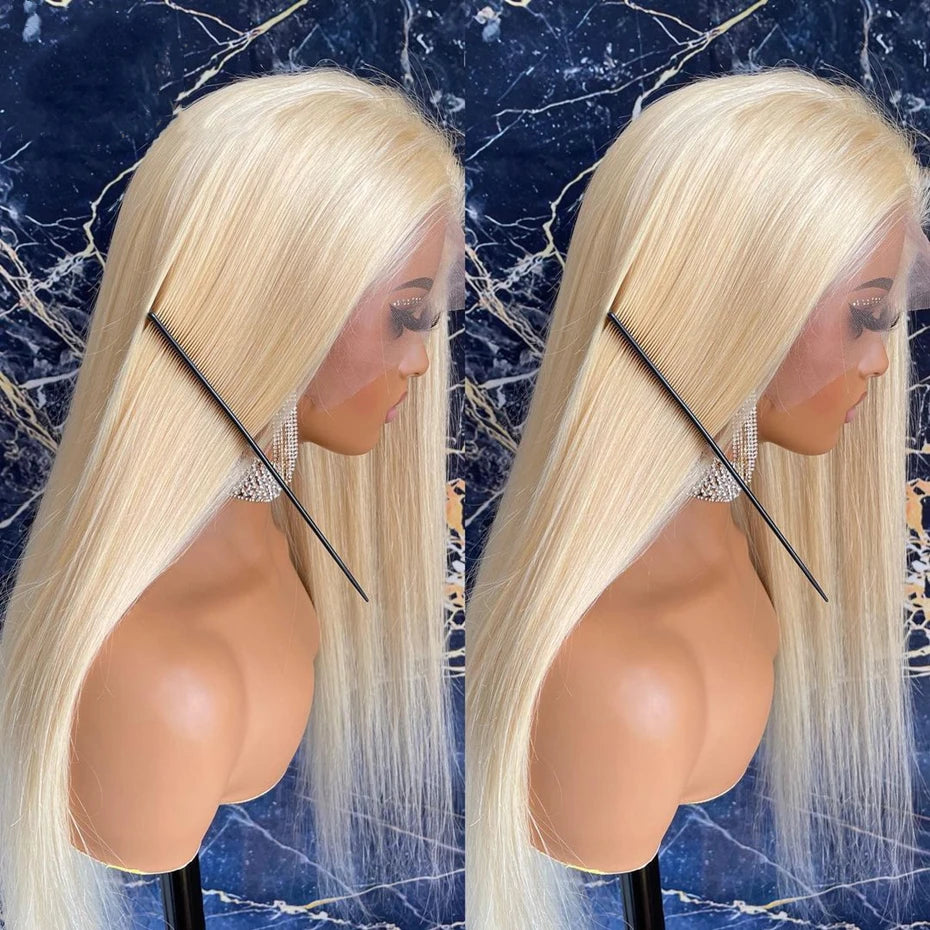 Silver Grey Brazilian Bone Straight or Body Wave - Pre Plucked Lace Front Human Hair Wig