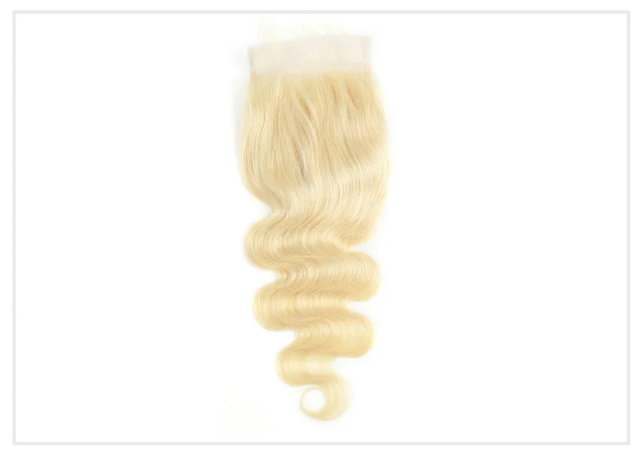 613 Blonde Body Wave HD Lace Frontal or Closure PrePlucked Brazilian Remy Human Hair - Various Options Available