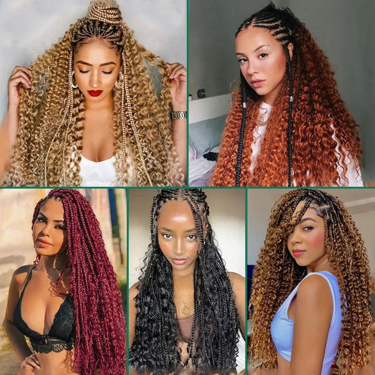 Deep Wave in Various Colors - No Weft Brazilian Virgin Human Hair Human  for Braiding (Boho Braids)