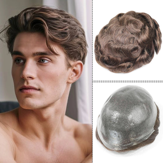 Human Hair 0.06-0.08mm Full PU Skin Base Toupee/Replacement Units - Various Options Available