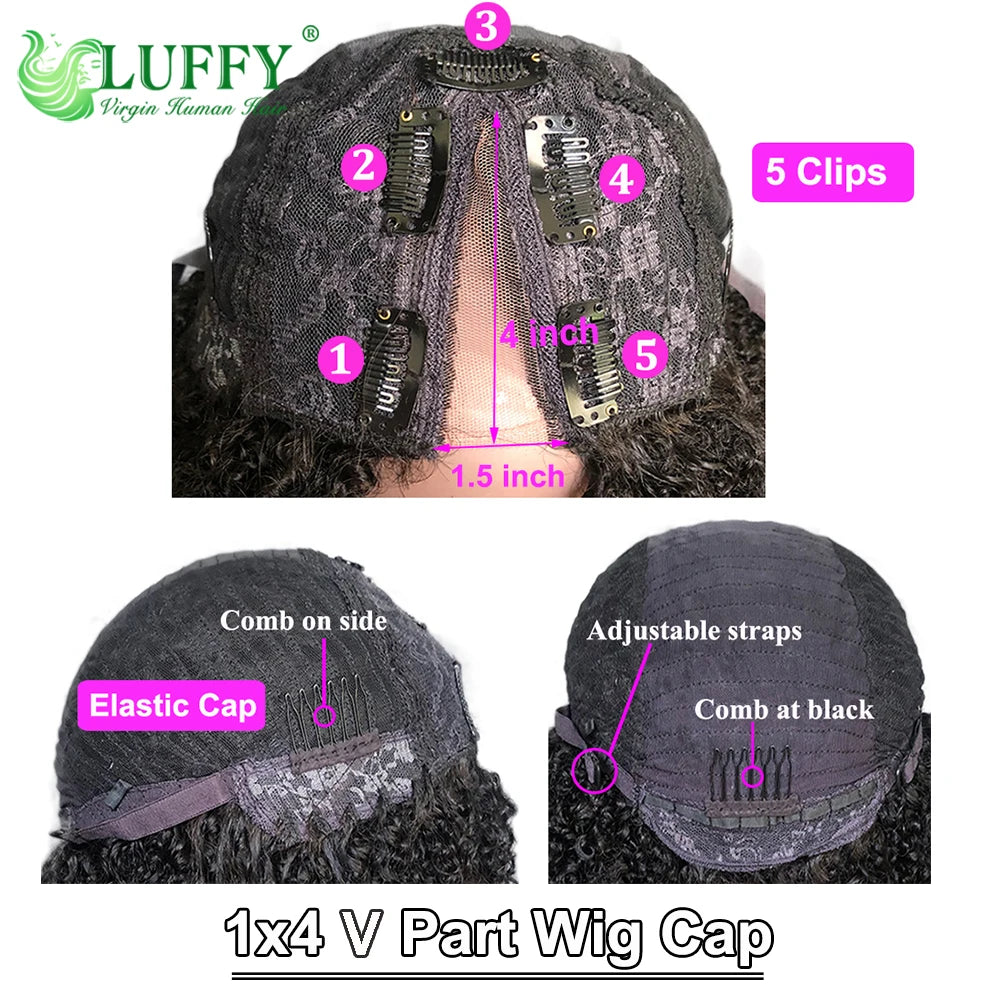 Afro Kinky Curly U & V Part Human Hair Wigs
