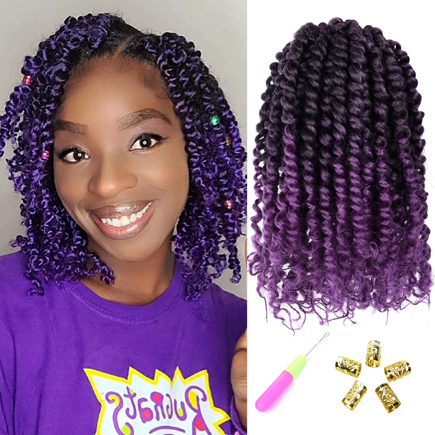 Pre-twisted Passion Twist Synthetic Crochet Hair - 8" Pre-looped