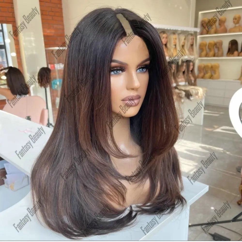 Straight U & V Part Human Hair Wigs