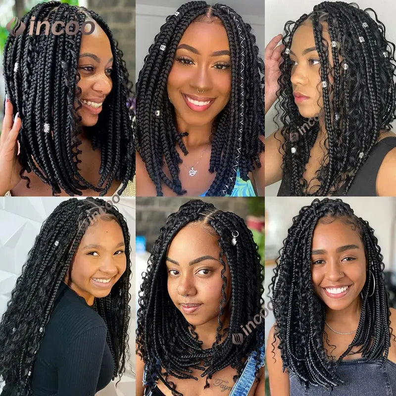 12" Short Bob Boho Goddess Braided Synthetic 360 Full Lace Front Synthetic Wig