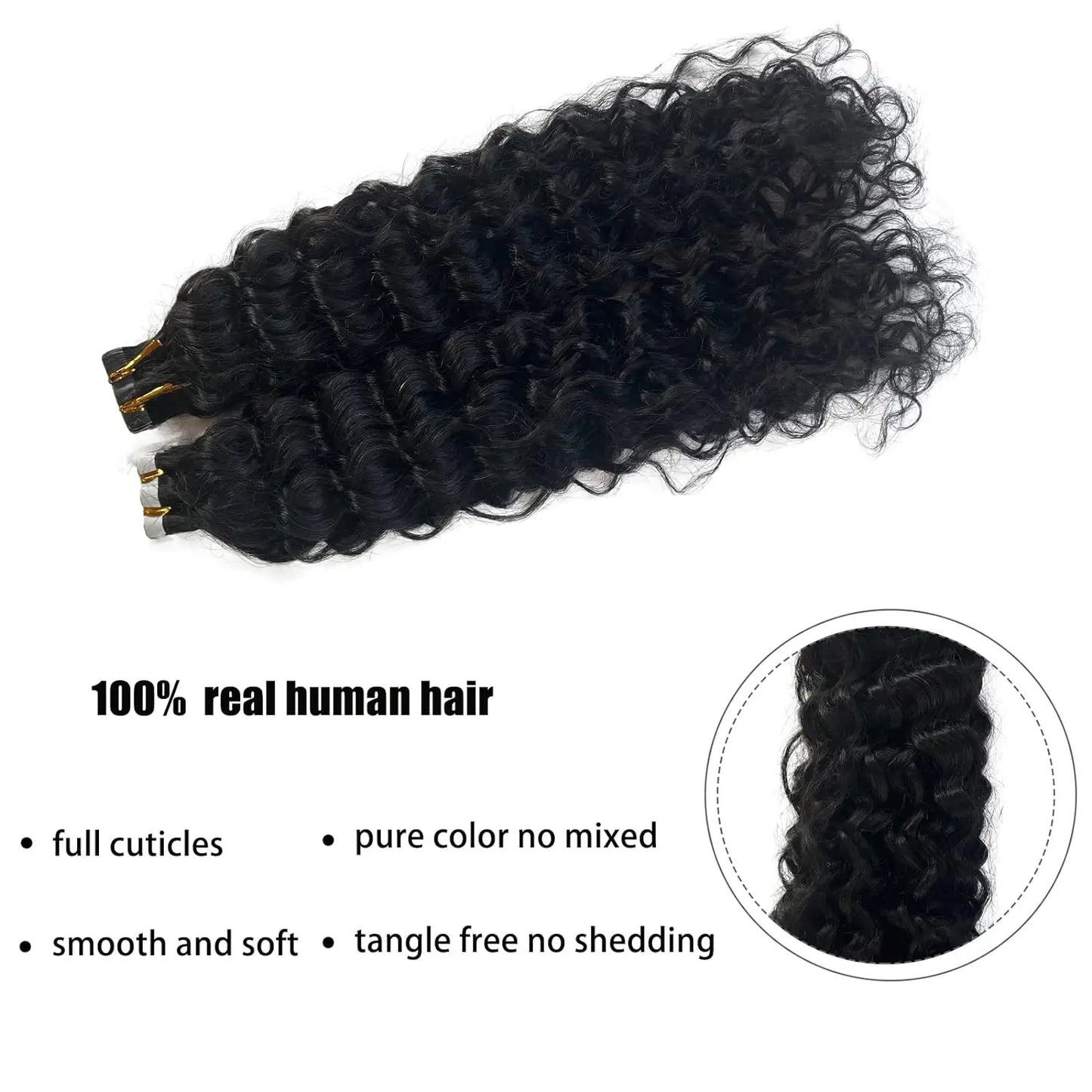 Brazilian Water Wave Skin Weft Human Hair Tape Ins