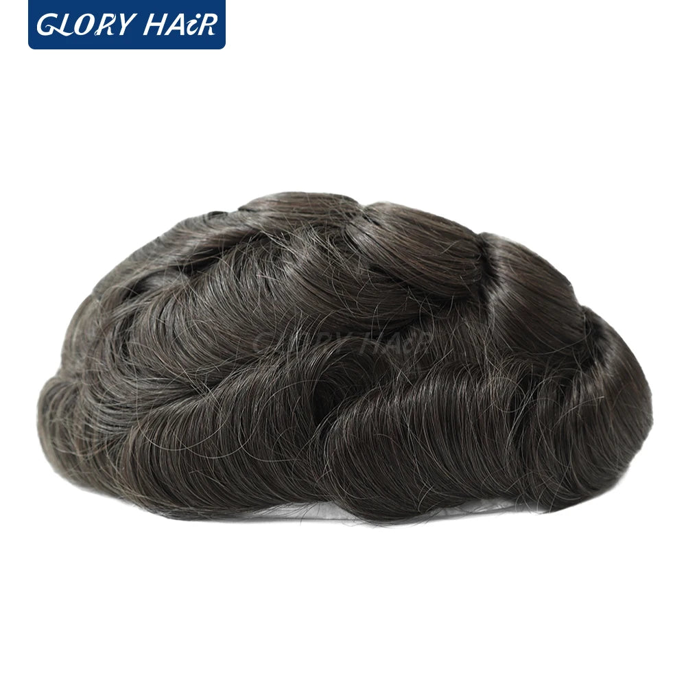 Indian Human Hair Thin Skin Hair Prosthesis 0.12 - 0.14 mm Toupee/Replacement Unit - Various Options Available