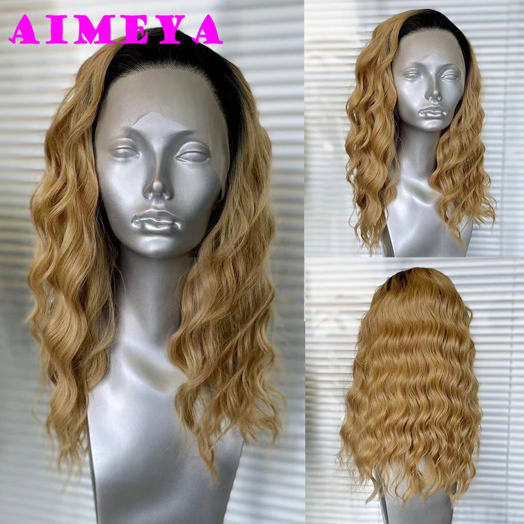Water Wave Short Synthetic Lace Front Wigs - Various Colors Available