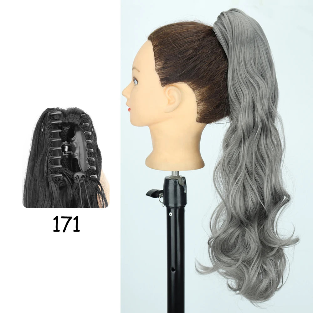 Synthetic 24" Long Wavy Claw Clip On Ponytail
