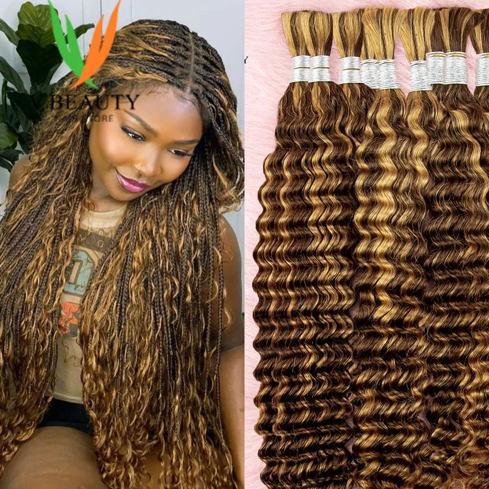 Wet and Wavy Human Hair Bundles for Braiding - Various Colors & Lengths Available