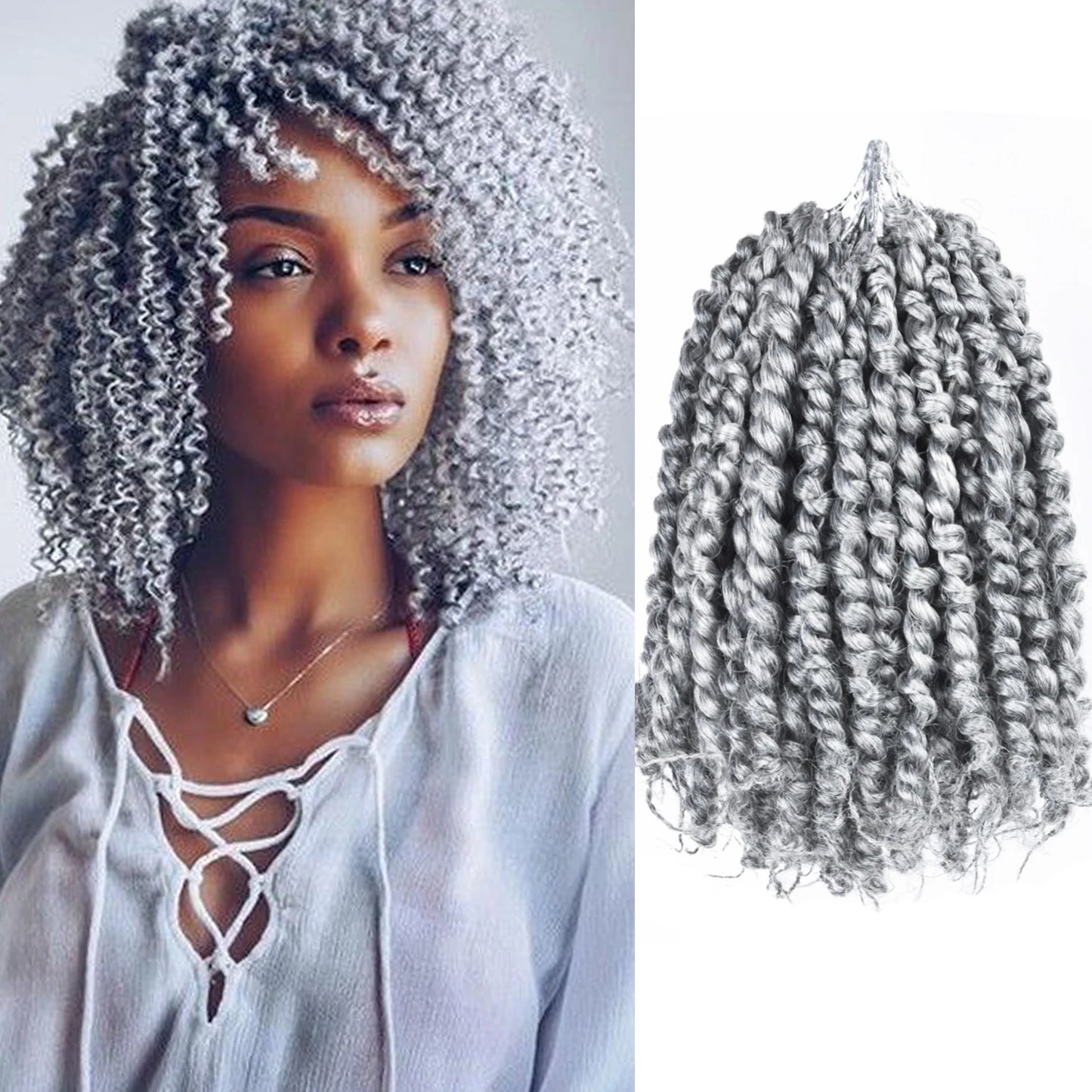 Pre-twisted Passion Twist Synthetic Crochet Hair - 8" Pre-looped