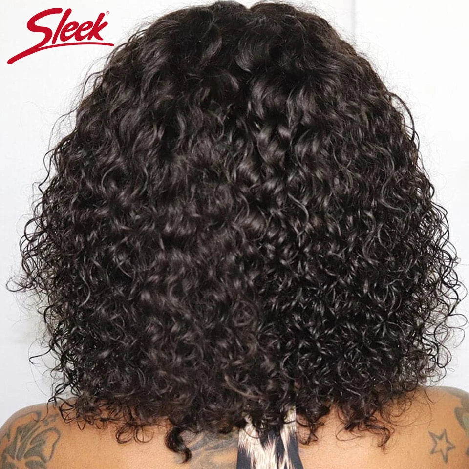 Curly Wave Short Pixie Bob Cut With Bangs Human Hair Glueless Wigs -Various Colors Available