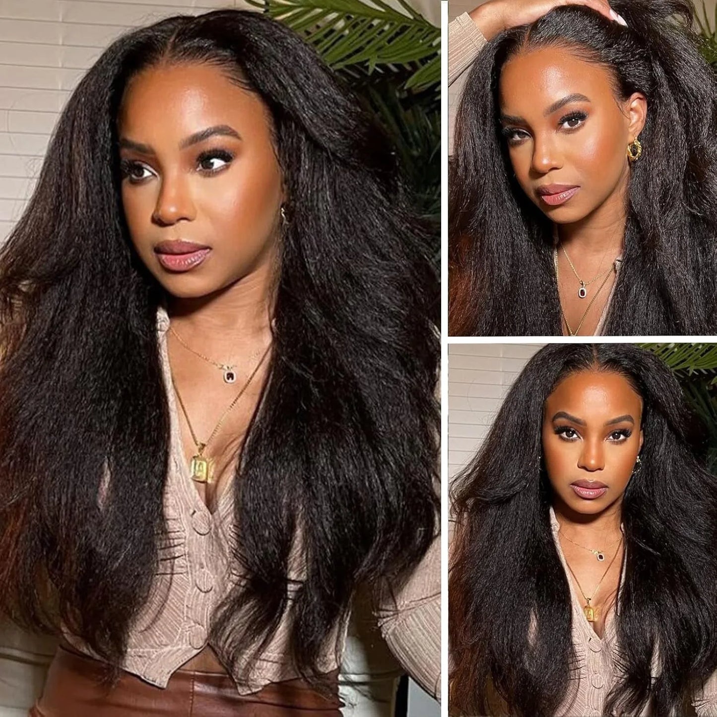 Kinky Straight V Part Human Hair Wig