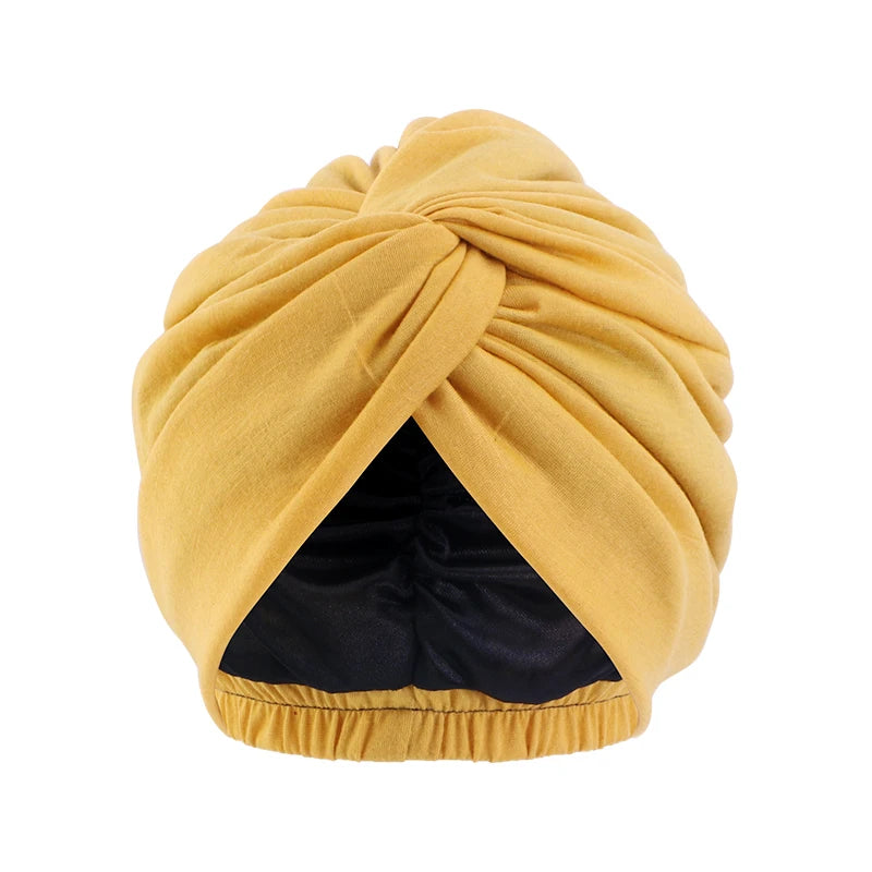 Women Double Layer Satin Lining Stretch Turban