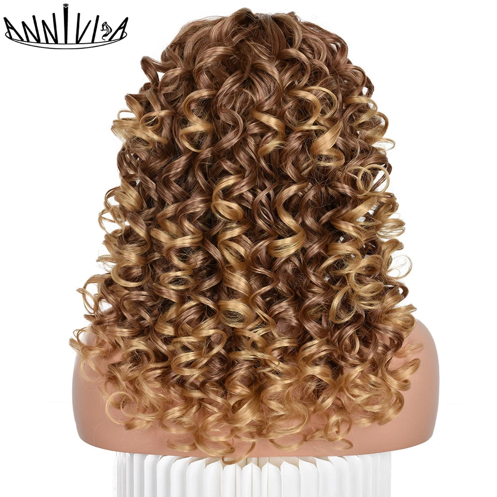 Synthetic Curly Wig With Bangs - Various Colors Available