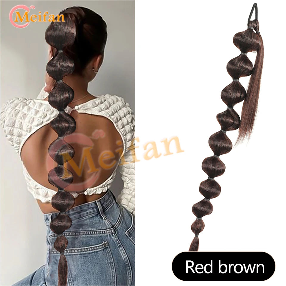 Synthetic Long Bubble Braid Wrap Around Ponytails