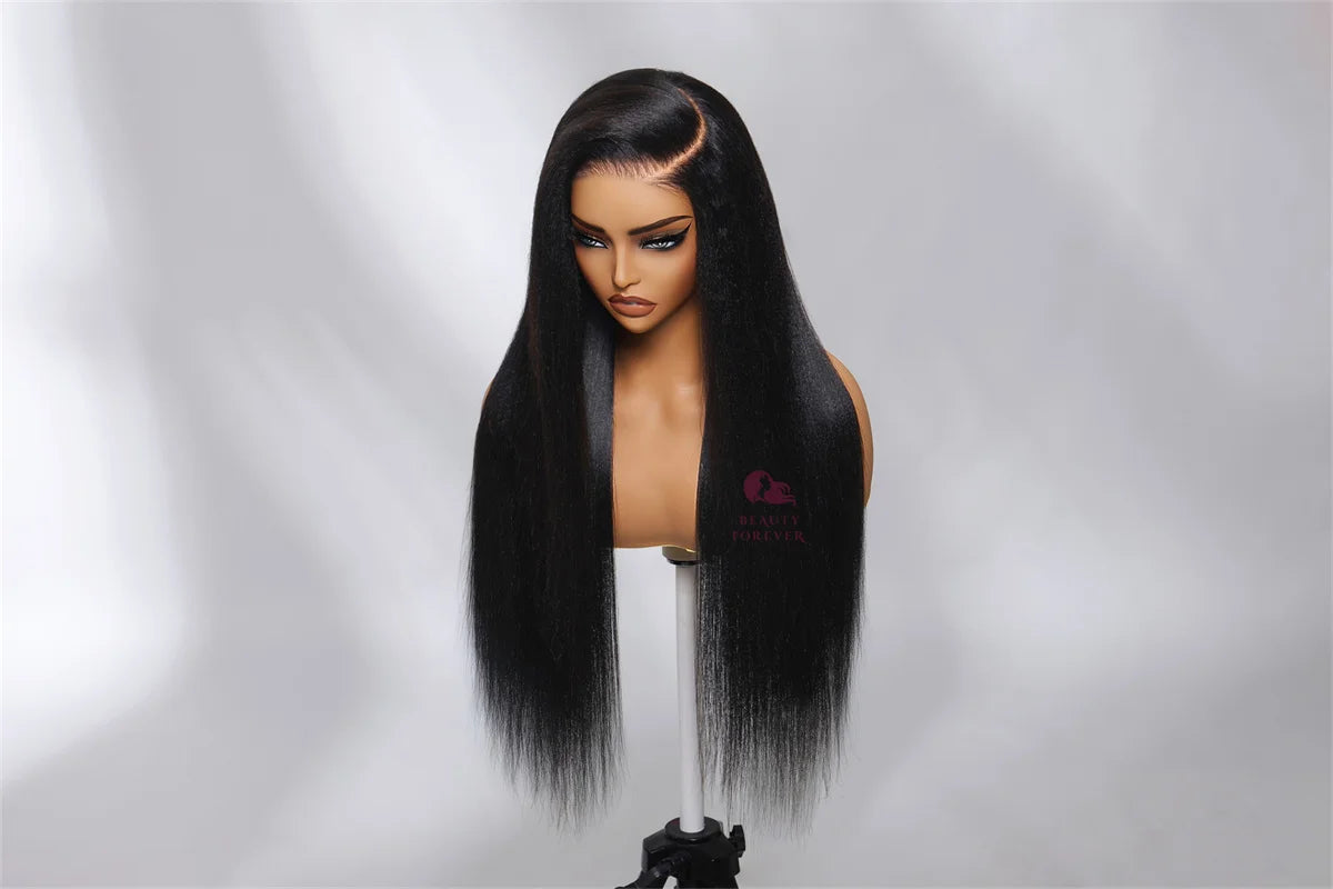 Yaki Straight - Elastic Drawstring Glueless Human Hair 7x5 Bye Bye Knots Wear and Go Wig