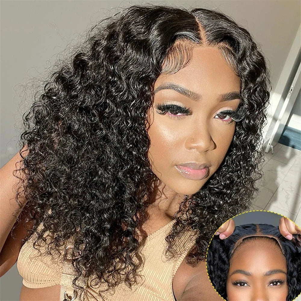 Kinky Curly Bob - Glueless Pre-plucked Lace Human Hair Ready To Go Wig
