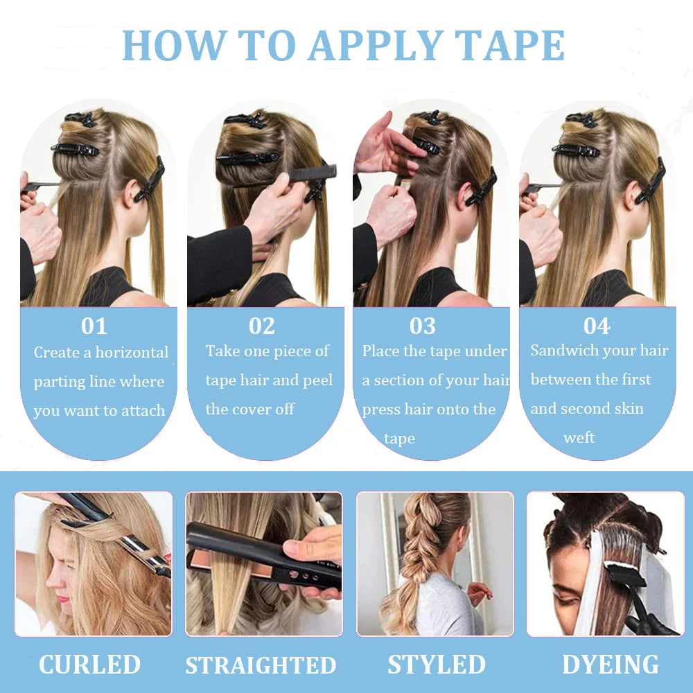Straight Brazilian Human Hair Tape In - Various Options Available