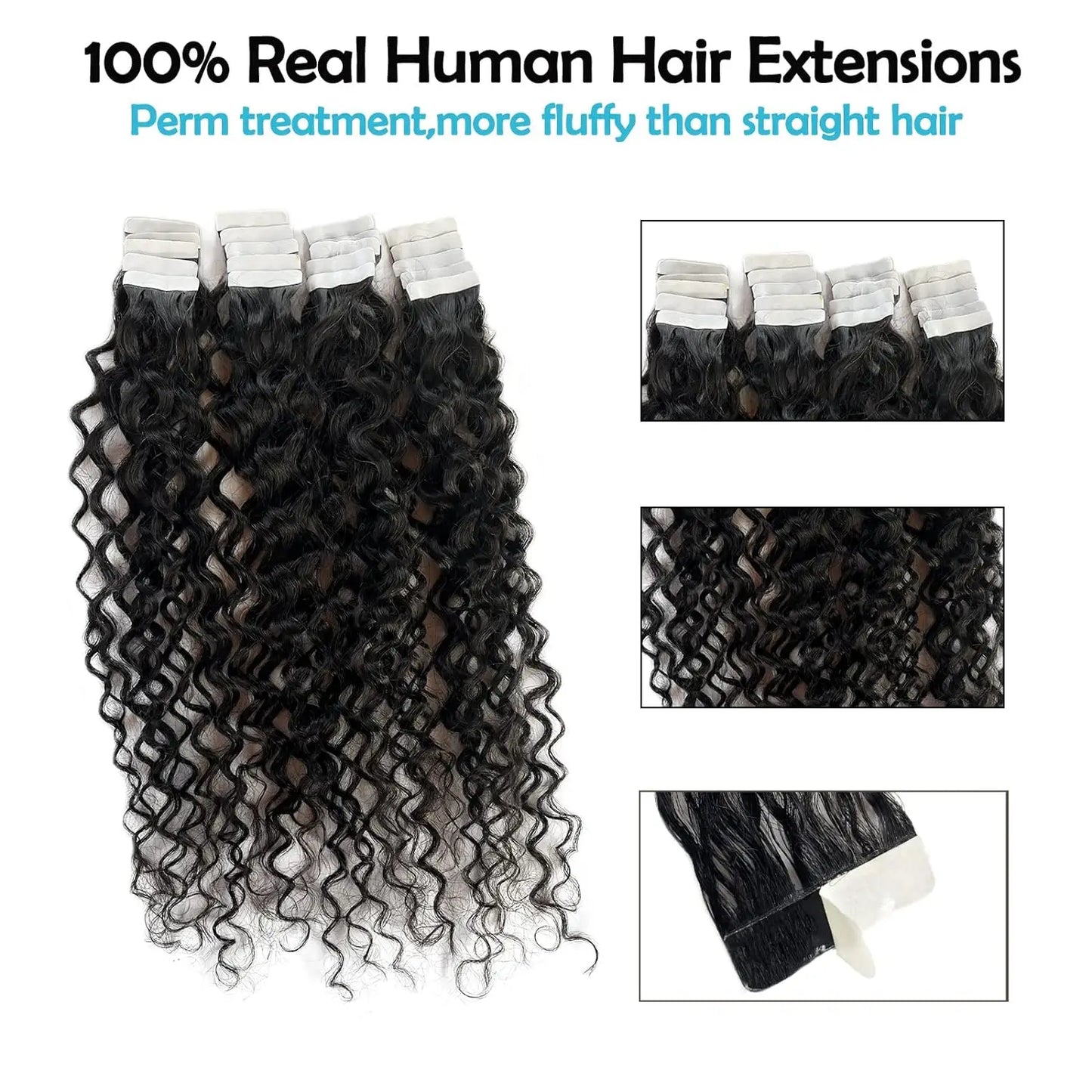 Brazilian Water Wave Skin Weft Human Hair Tape Ins