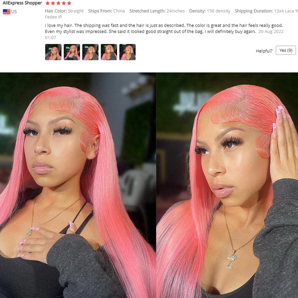 Brazilian Straight Pink - HD Lace Frontal Human Hair Wig