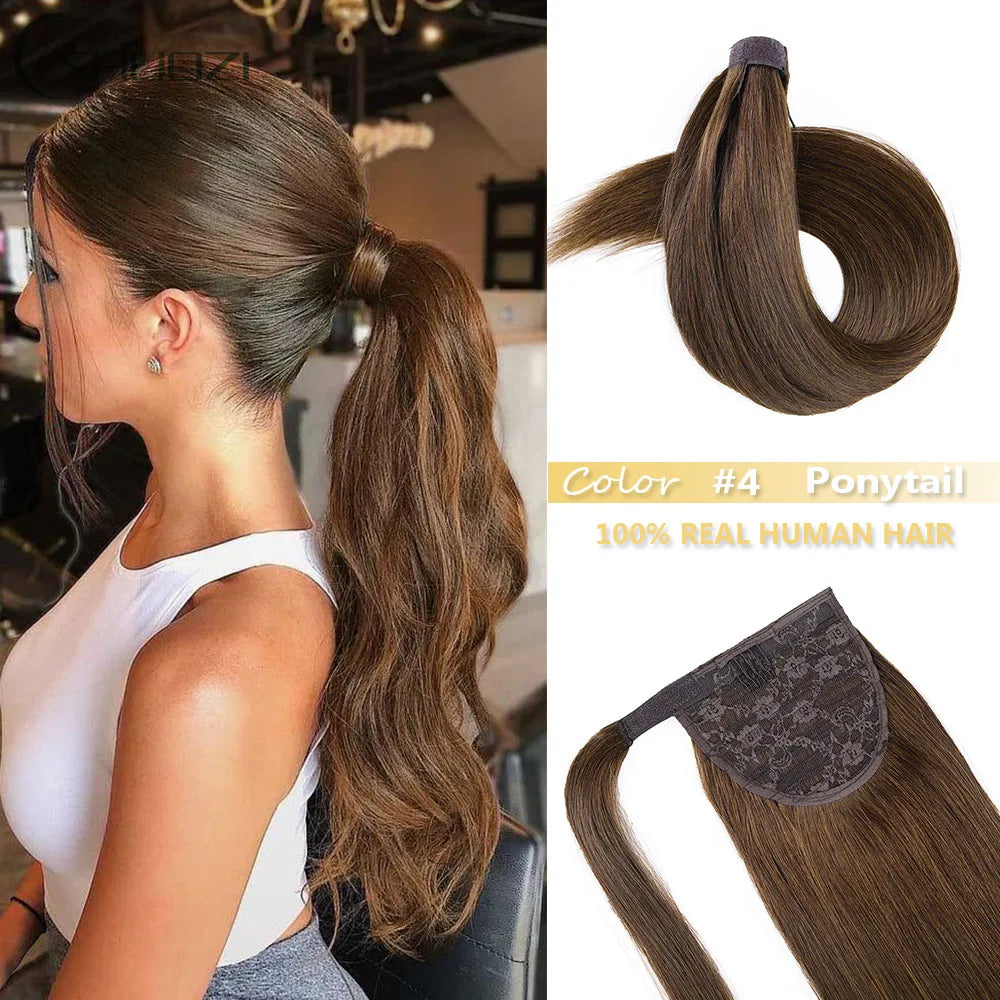 Straight Human Hair Wrap Around Ponytails - Various Options Available