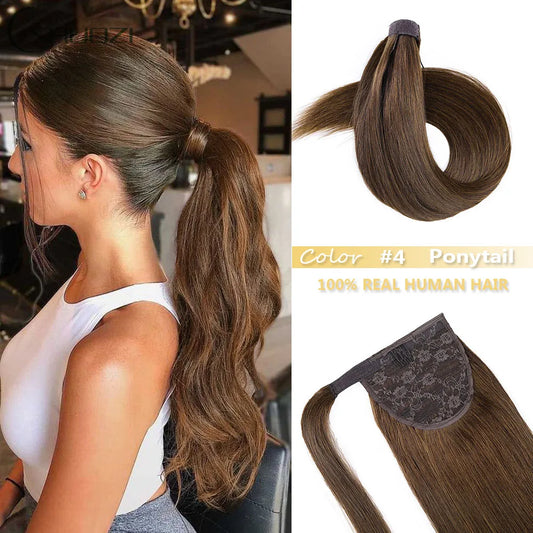 Straight Human Hair Wrap Around Ponytails - Various Options Available