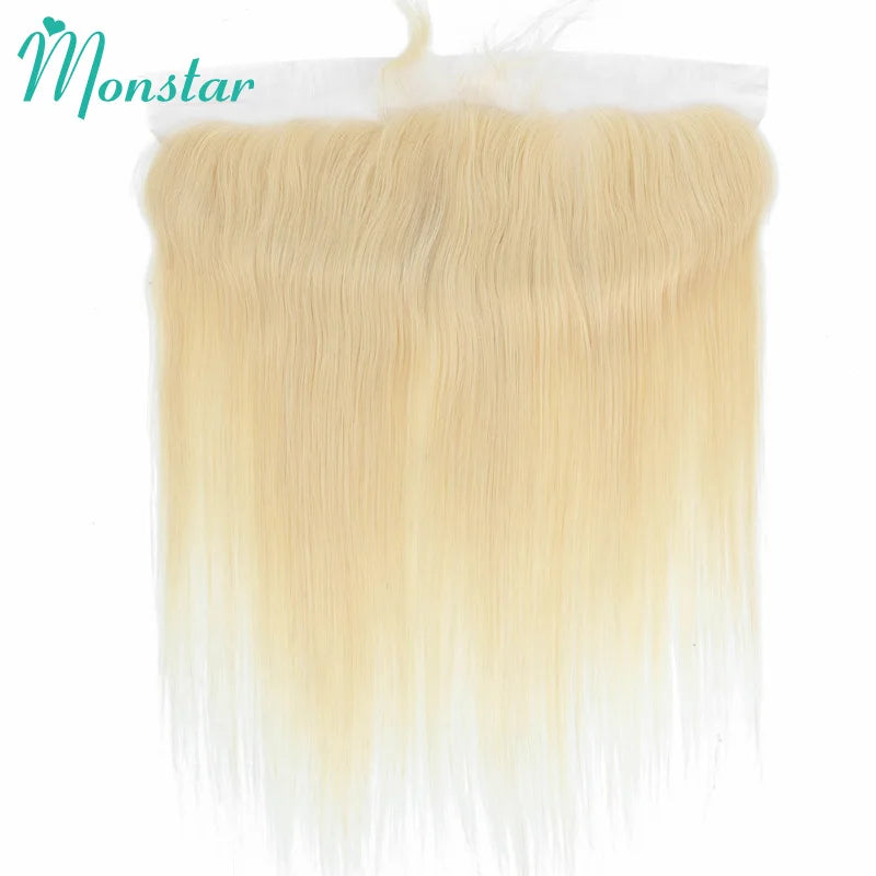 613 Blonde Color Human Hair Straight HD Lace Frontal Pre Plucked with Baby Hair