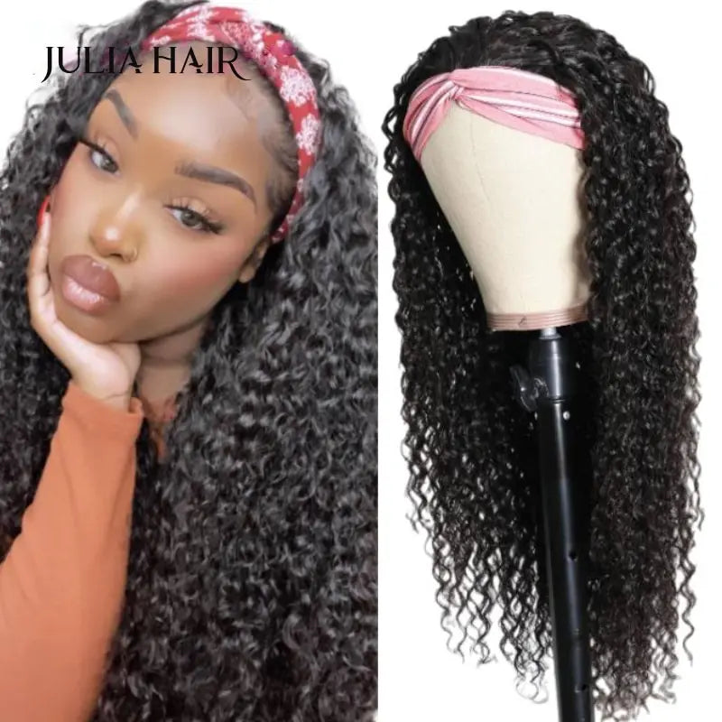 Curly Human Hair Headband & V Part Wig Human Hair