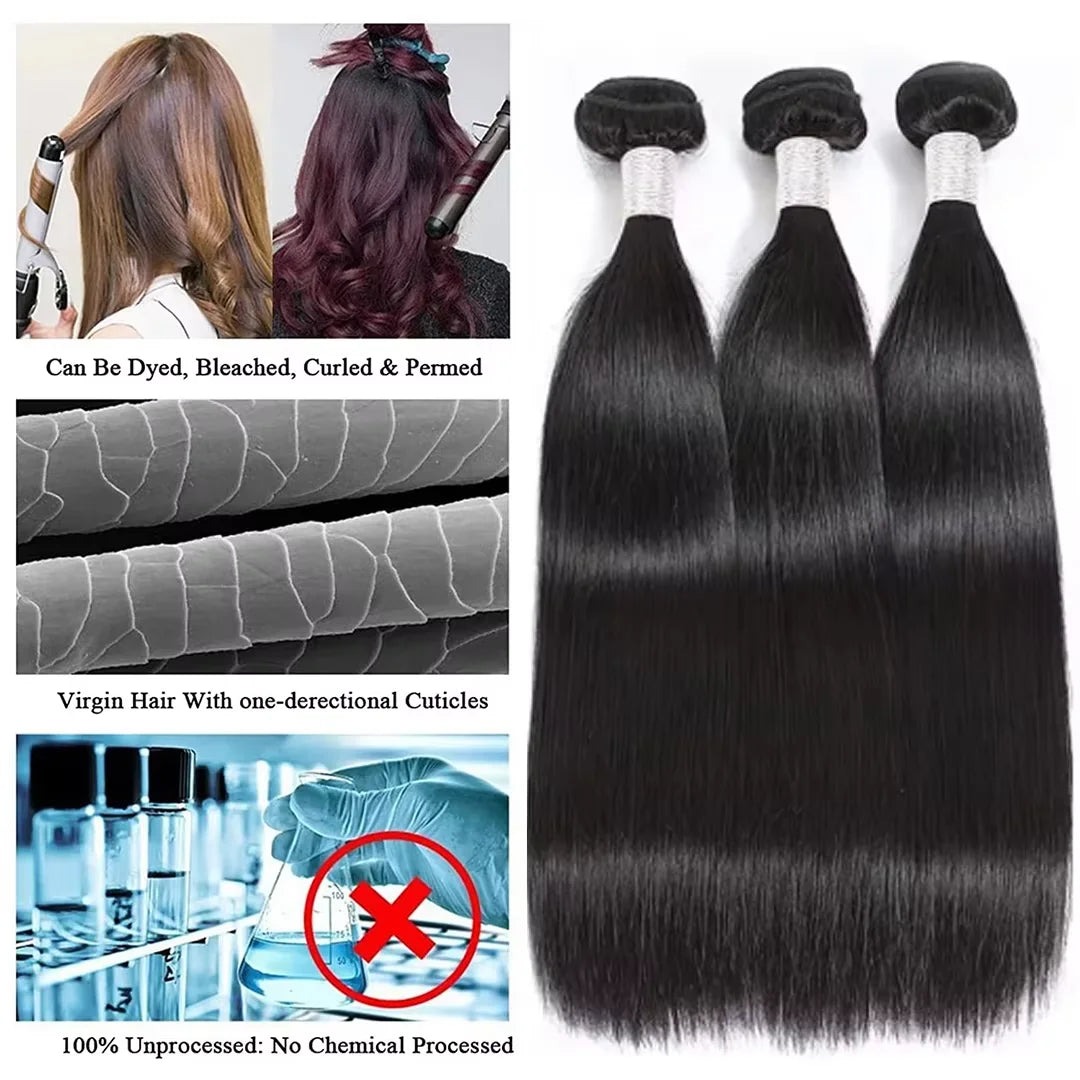 Bone Straight Raw 100% Remy Human Hair Bundles