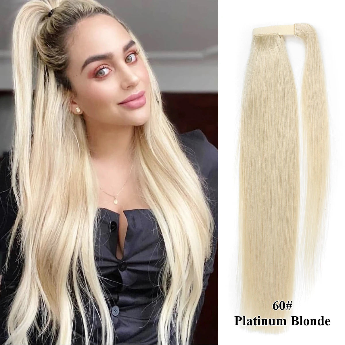 Straight Human Hair Wrap Around Ponytails