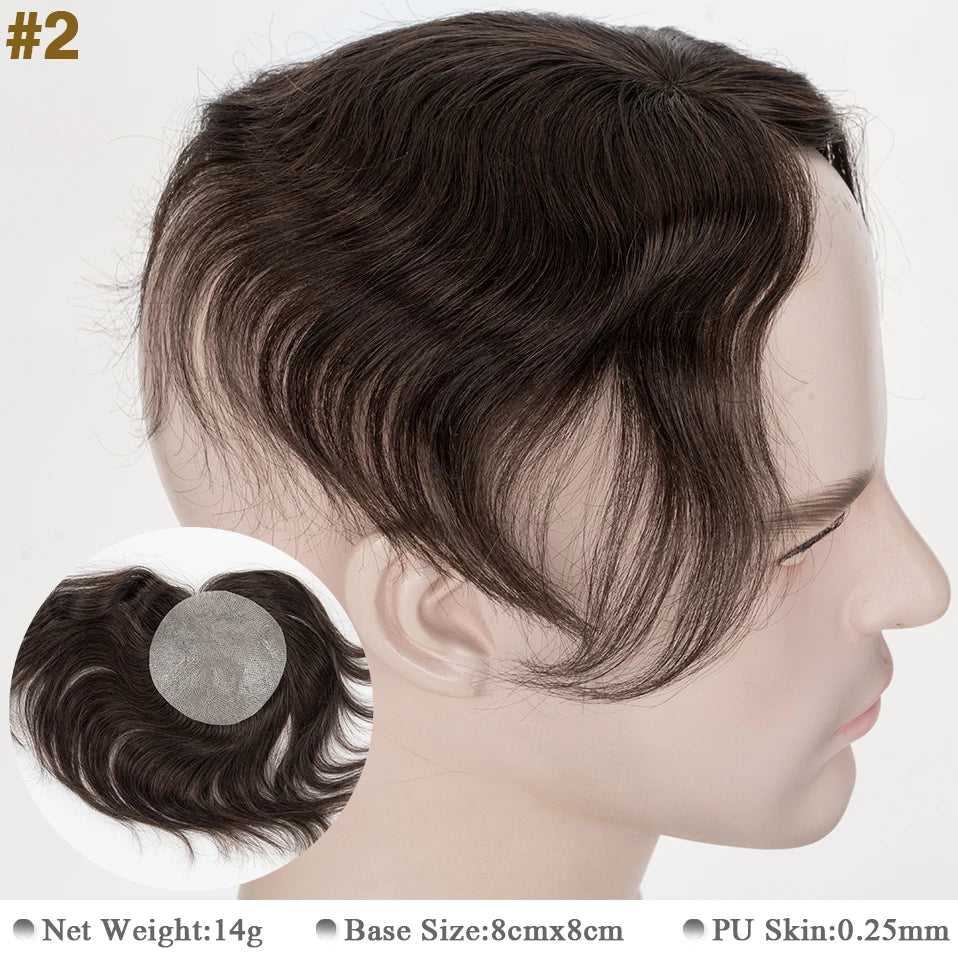 Side or Back Hair Patches Hairpiece for Men, Thin Skin, Toupee Patch, 8cm x 8cm - Various Options Available