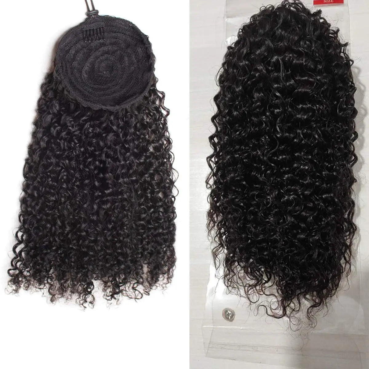 Kinky Curly Brazilian Virgin Human Hair Drawstring Ponytail