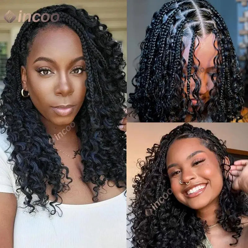 12" Short Bob Boho Goddess Braided Synthetic 360 Full Lace Front Synthetic Wig