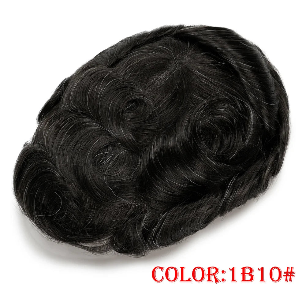 Human Hair Capillary Prothesis 130% Density 0.1-0.12 Thickness Skin Hair Wig