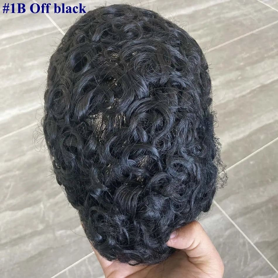 Full Skin Base 20mm Curly Human Hair- Durable Prosthesis System With Natural Frontline - Various Colors Available