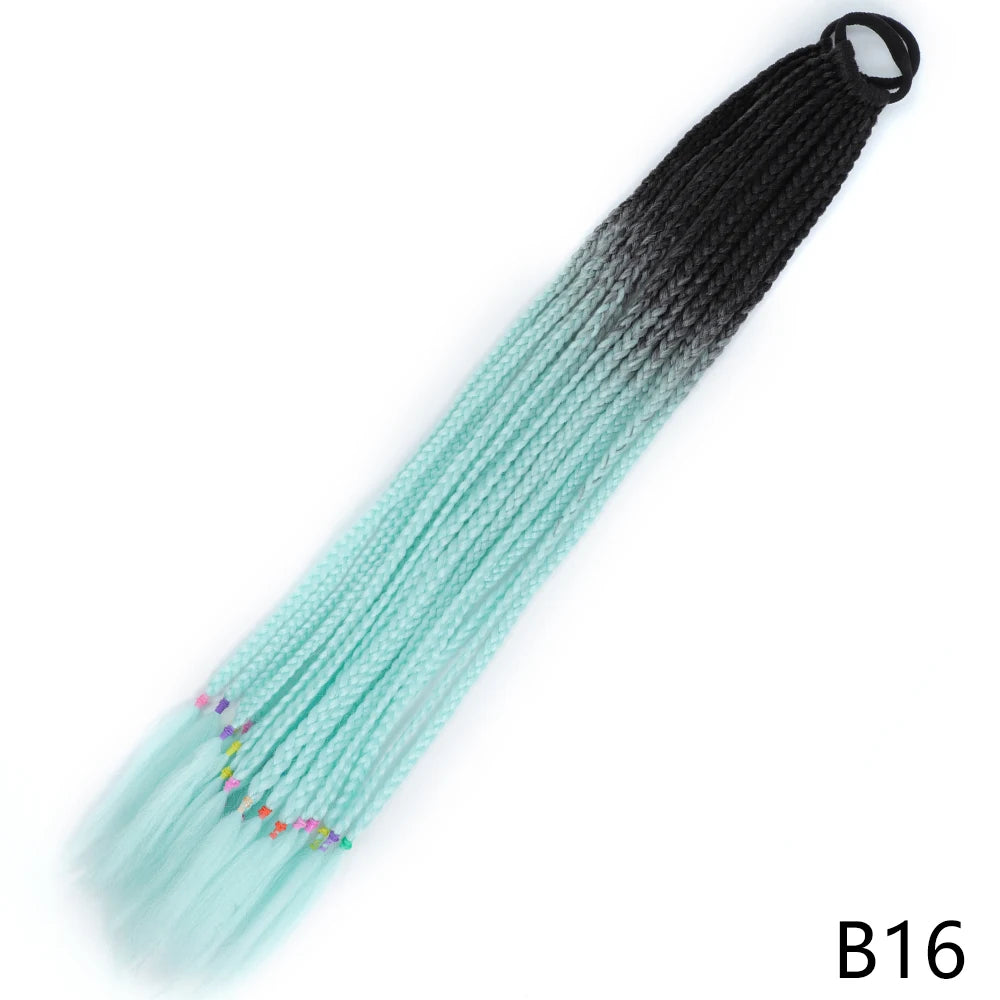 Synthetic Gradient Color Braided Ponytails With Elastic Band