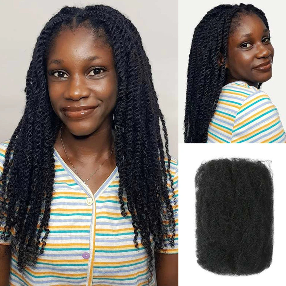 Afro Kinky Bulk Human Hair For Braiding (Lightweight) Various Colors Available