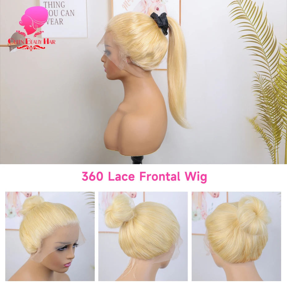 Blonde Bone Straight - 360 Pre Plucked Full Lace Frontal Human Hair Wig