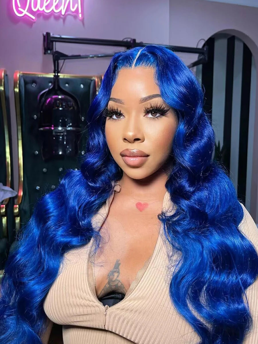 Blue Body Wave - Pre Plucked HD Transparent Lace Front Human Hair Wig