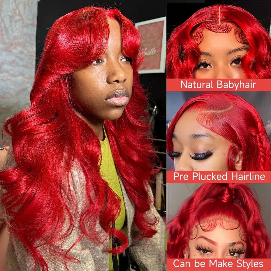 Brazilian Body Wave Hot Red - 4x4, 5x5 & 13x6 HD Lace Front Human Hair Wigs