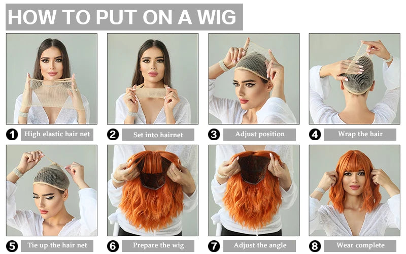 High Density Short Wavy Bob Synthetic Middle Part Wigs - Various Colors Available