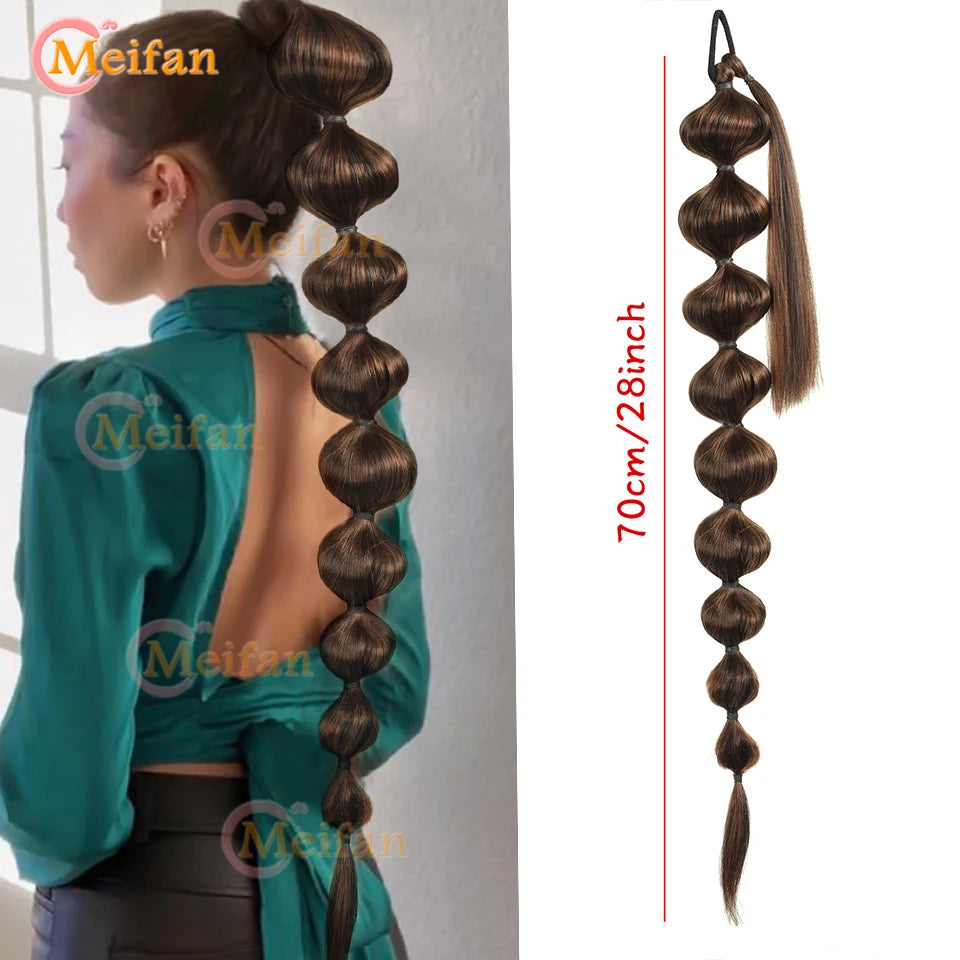 Synthetic Long Bubble Braid Wrap Around Ponytails