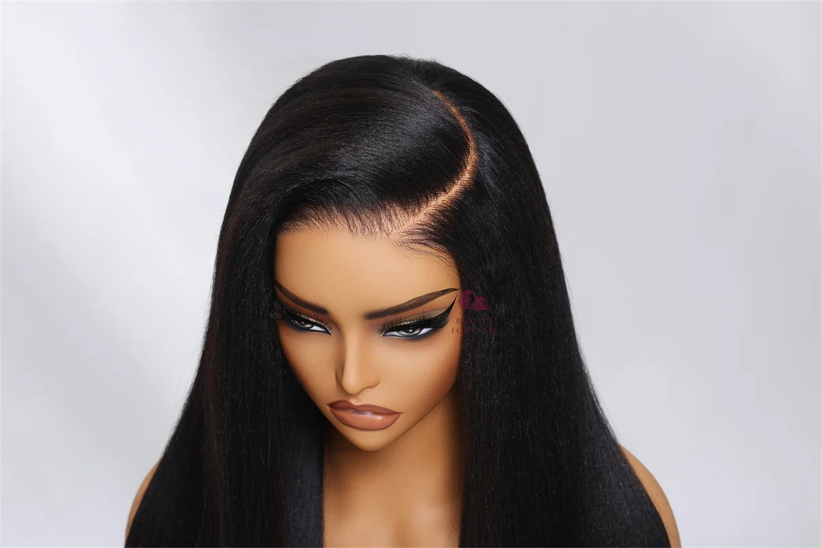Yaki Straight - Elastic Drawstring Glueless Human Hair 7x5 Bye Bye Knots Wear and Go Wig