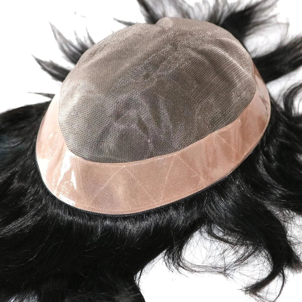 Durable Fine Mono PU Base Natural Hairline Toupee/Replacement Unit 100% Man Human Hair Prosthesis Capillary - Various Options Available