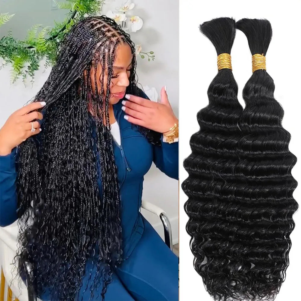 Wet and Wavy Human Hair Bundles for Braiding - Various Colors & Lengths Available