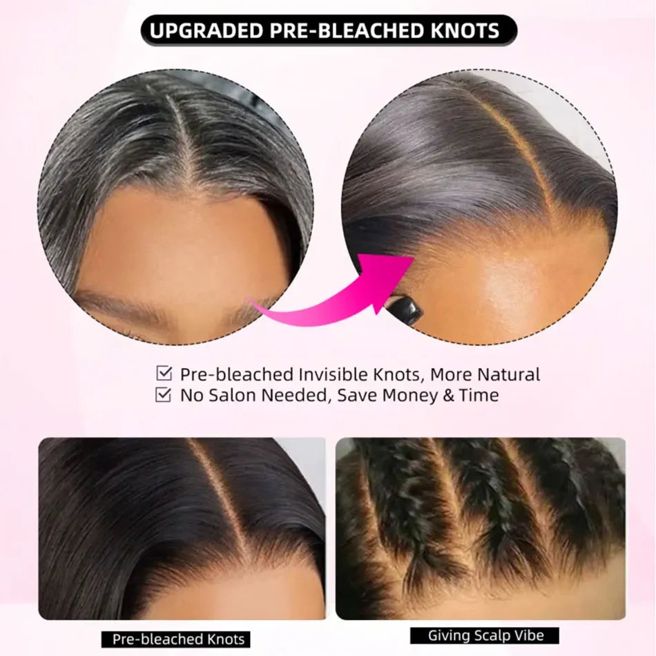 Body Wave - Glueless HD Transparent Pre Bleached Lace Closure Ready to Wear Wig