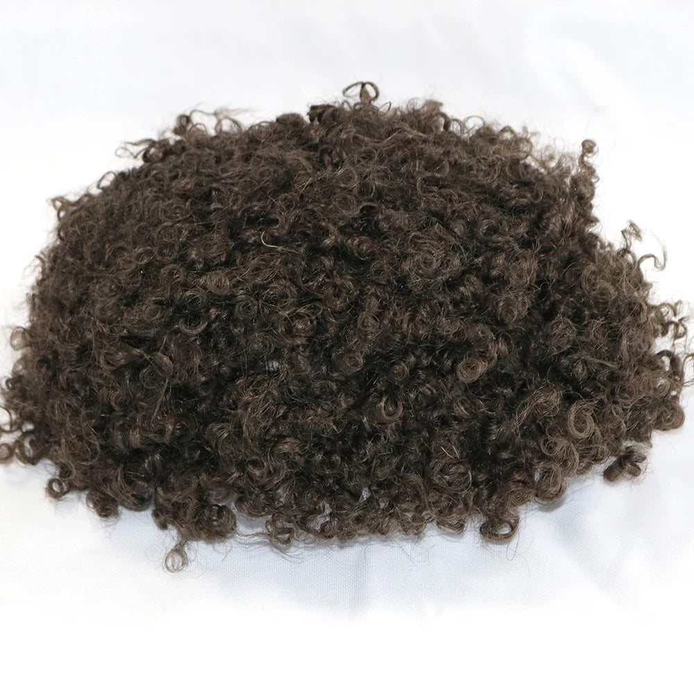 8mm Kinky Curly Mono Lace with PU 100% Human Hair Unit