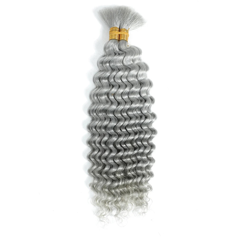 Deep Wave in Various Colors - No Weft Brazilian Virgin Human Hair Human  for Braiding (Boho Braids)