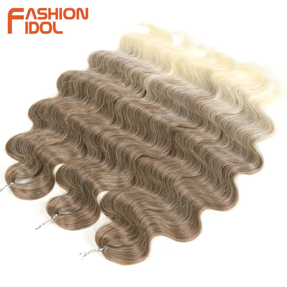 Ombre Body Wave Crochet Hair 24 Inch Long Synthetic Hair - Various Colors Available