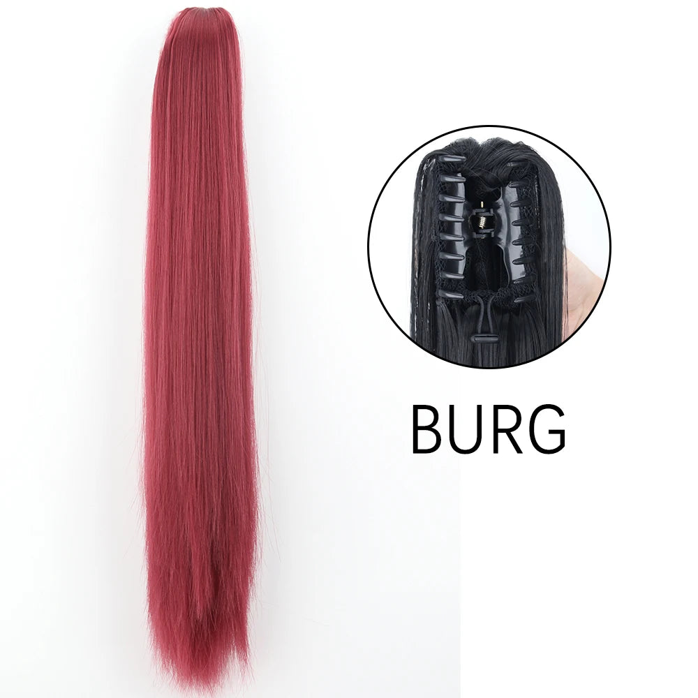 Synthetic Long Straight Claw Clip On 24Inch Ponytail